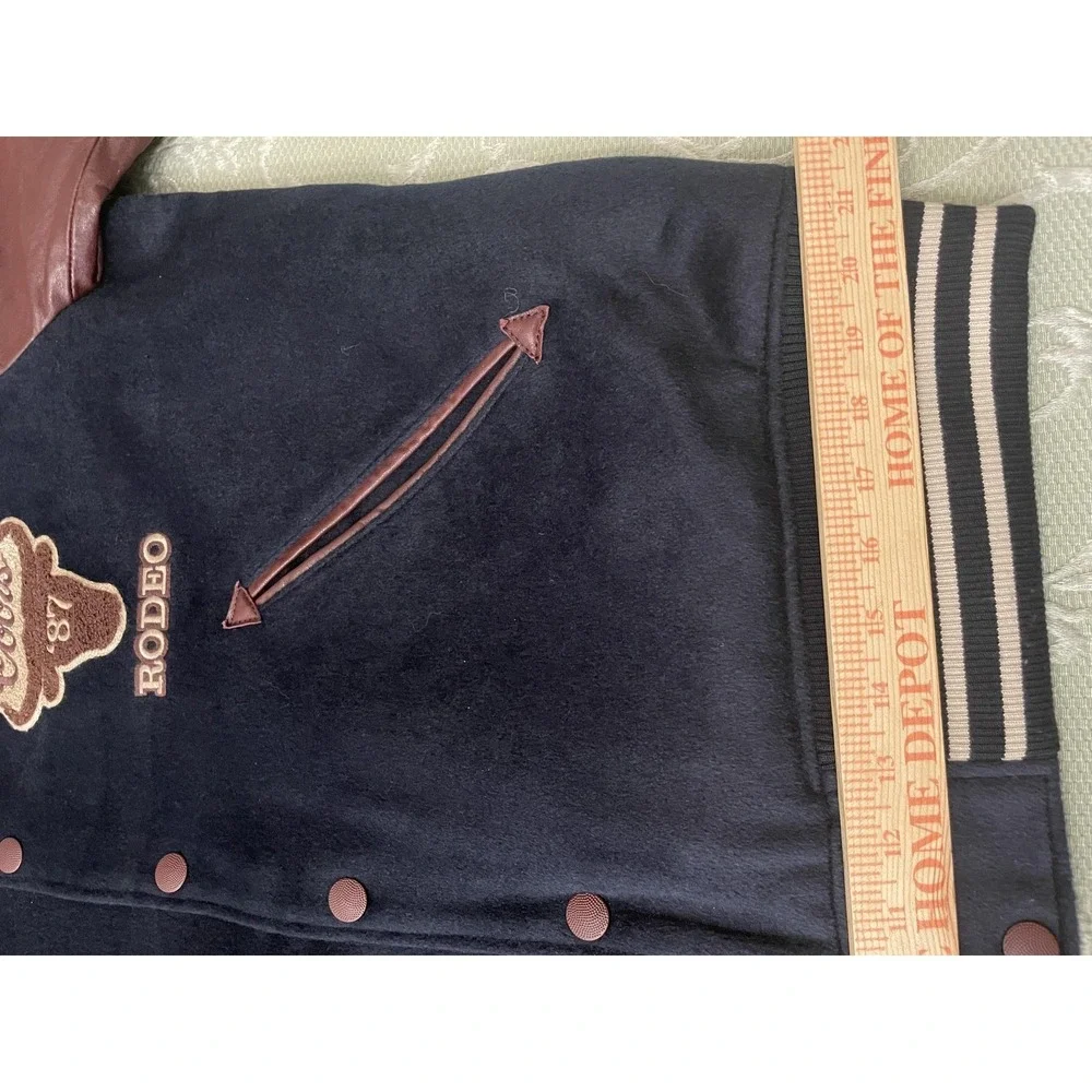 Lucky Brand Jacket Mens XL Blue Coors Rodeo Varsity Leather Sleeves‎ 161300